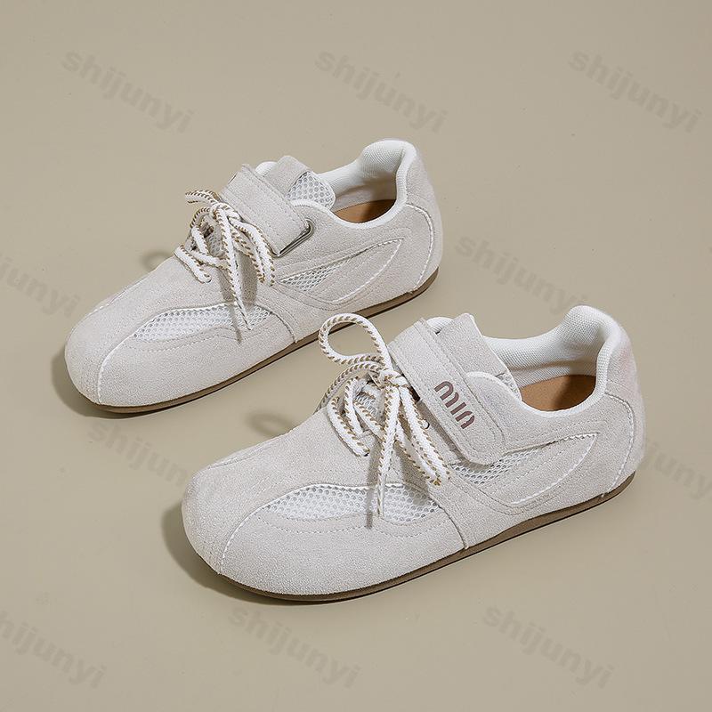 Fashion 2025 Spring New Women's Fashion Retro Casual Low Top Shoes Mesh Breathable Soft Soled Comfortable Non Slip Lace Up Flat Sneakers