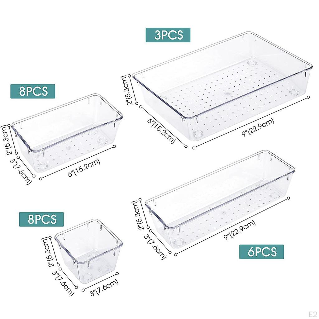 25x Drawer Organizers Set Storage Box Stackable Pet Easy To Clean Combination