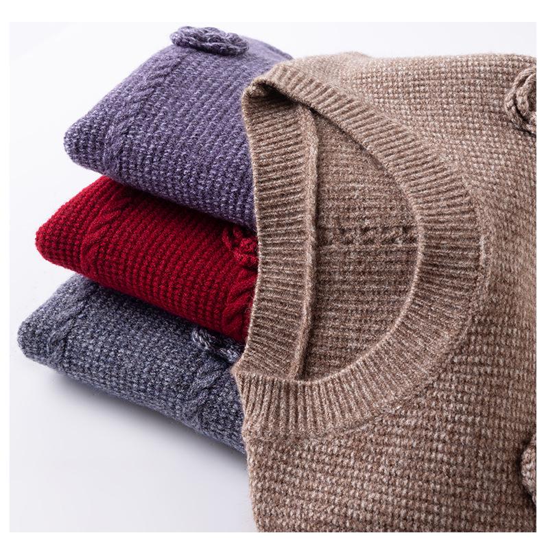 3D Flower Woolen Sweater - Women's Round Neck Autumn & Winter Versatile Base Shirt  