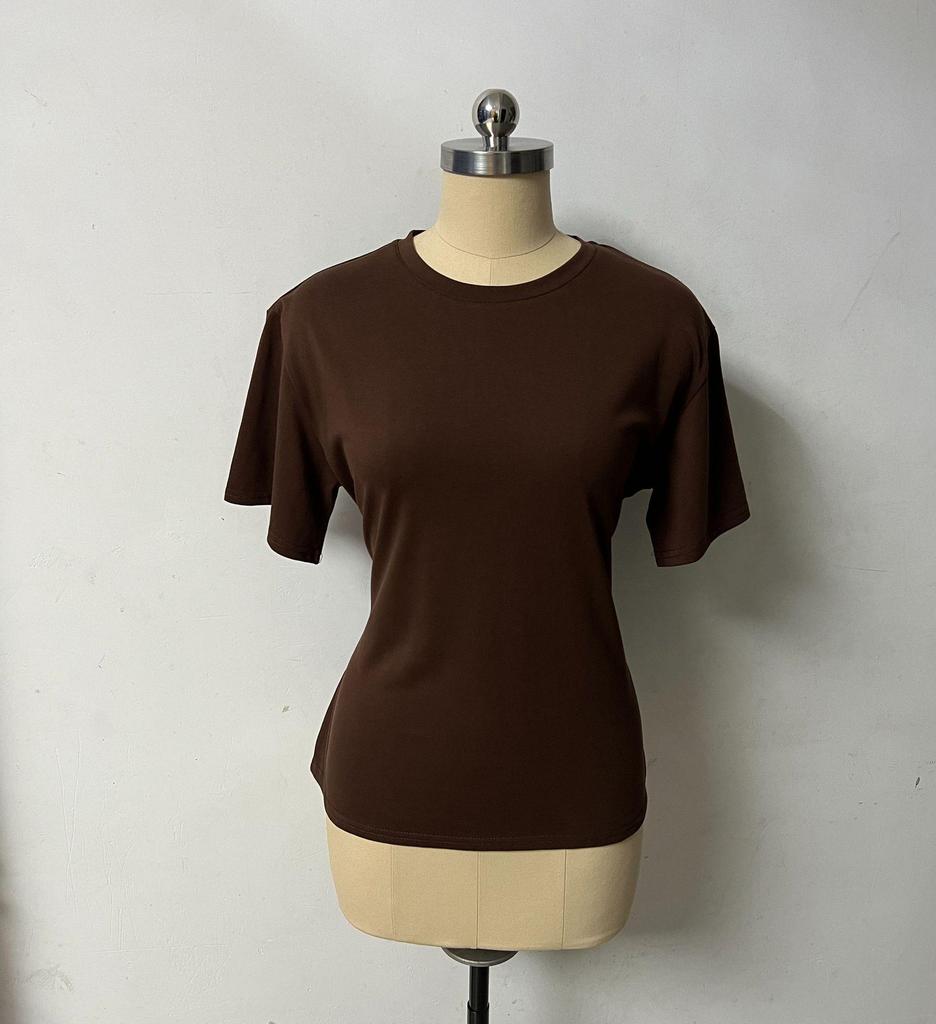 Women's Solid Color Cinched Waist Round Neck Cotton T-Shirt – Casual Short Sleeve Top (2026)