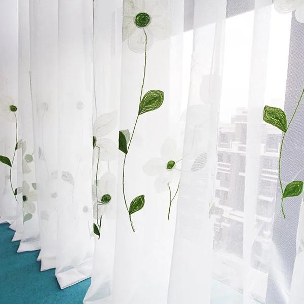 

WTEMPO 2 шт. пасторальный стиль белая магнолия вышитая оконная перегородка маленький свежий эркер спальня балкон простые современные марлевые шторы 100*270cm*2pcs белый