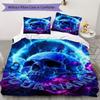 Custom Name Skull Warrior Artwork Bedding,Quilt Set Quilt Cover Pillowcase Home Birthday Gift(1 * Duvet Cover + 2 * Pillowcase, Without Core)_lx