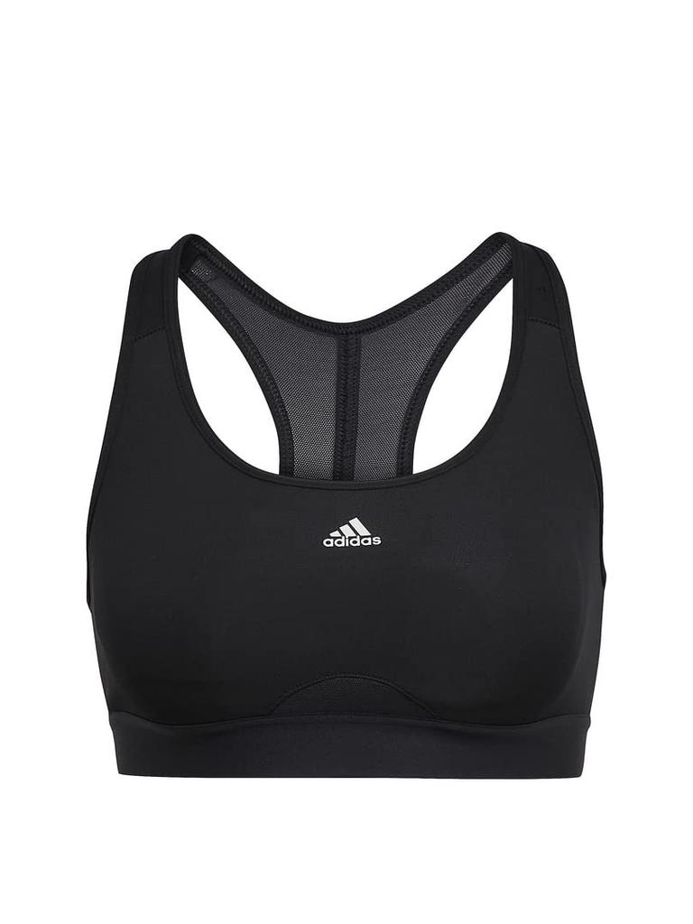 Adidas Powerreact Training Medium Support Three Stripes Bra BW237 Sports Bra Black Women's (HC7489) OT-B (AA-Bcup)