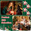 KEPEAK Christmas Santa Claus Ceramic Mugs with Lids and Spoons Animal Print Portable BPA-Free Festive Coffee Cups Set for Gifts