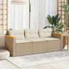 VidaXL Garden Sofa with Cushions 3-Seater, Patio Seat, Outdoor Backyard Terrace Furniture, Beige 365831
