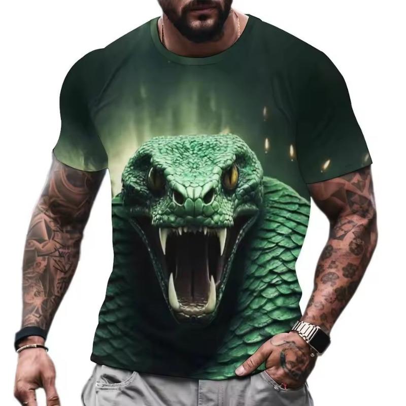Fashion Snake 3D Printed T Shirt For Men Funny Animal Pattern Oversized T-shirt Summer Hip Hop Trend Clothing Casual O-neck Tops