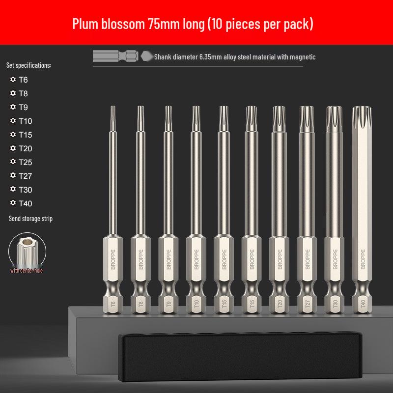 Plum Blossom Magnetic Drill and Screwdriver Bit Set