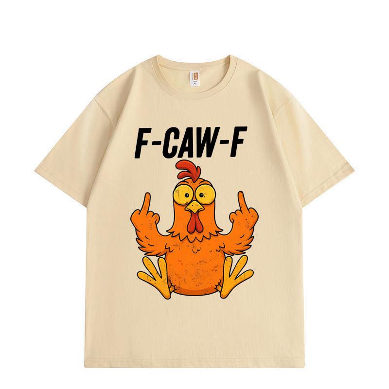 F-Caw-F Chicken Funny Meme Graphic T Shirts Men Women Cartoon Fashion Short Sleeve T-shirt Summer Comfort Cotton T-shirts