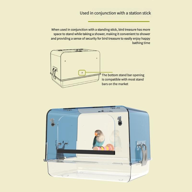 Pet Bird Bath Tub Transparent Bathing Tub Parrot Bathtub Parrot Shower Box Bathtub with Bottom Drawer