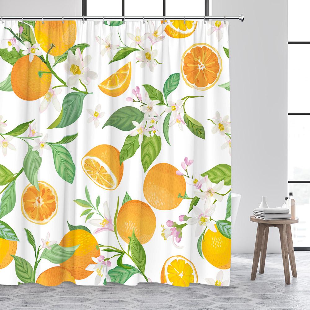 Tropical Fruits Shower Curtains Red Strawberry Lemon Pineapple Blueberry Cherry Bath Curtain Polyester Bathroom Decor With Hooks