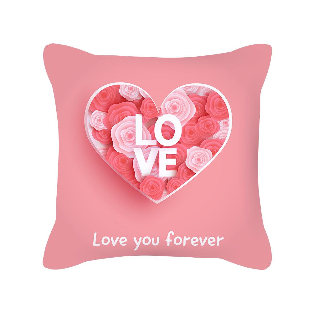 Peach Skin Pillowcase Valentine's Day Pillowcase Pink Heart-shaped Pillow Romantic Series Home Decoration Sofa Cushion Cover