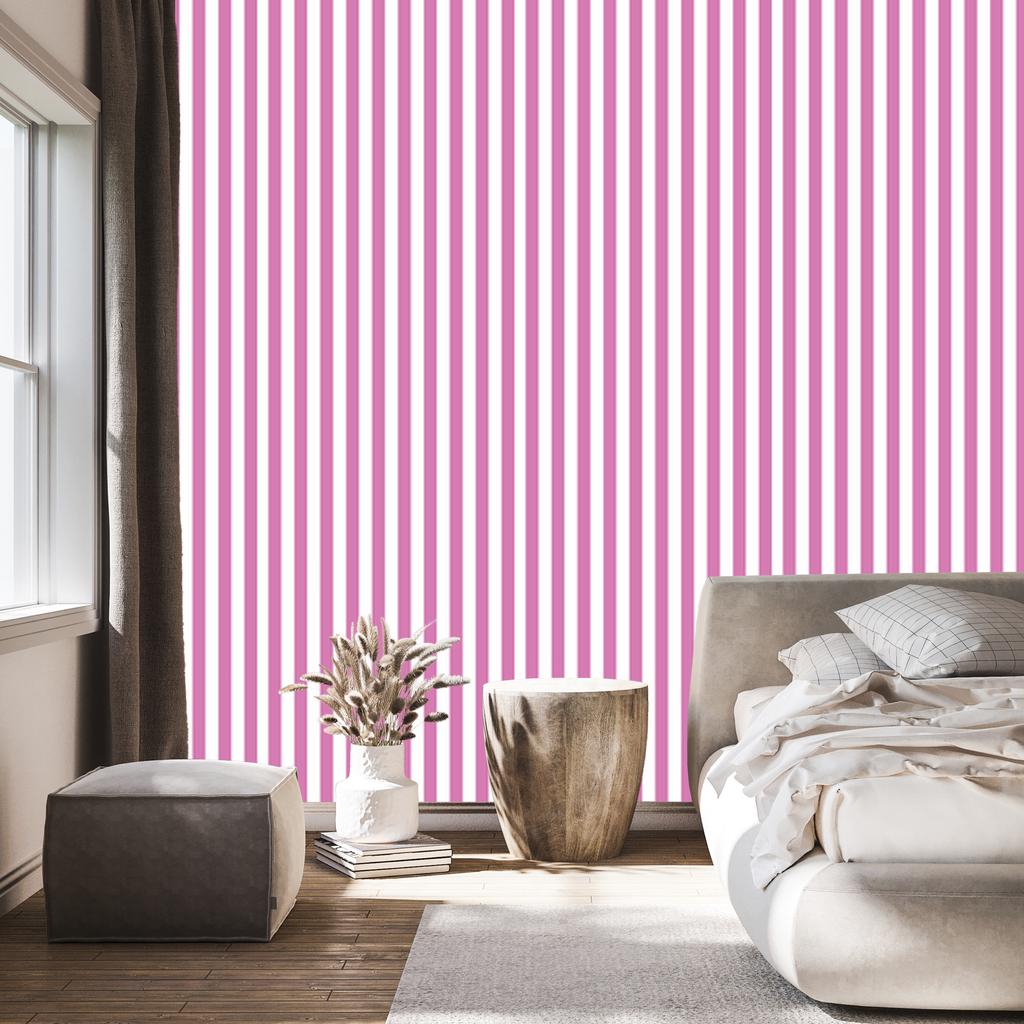 Powder Pink, White and Purple Striped Wallpaper for Living Room and Bedroom 50x1000
