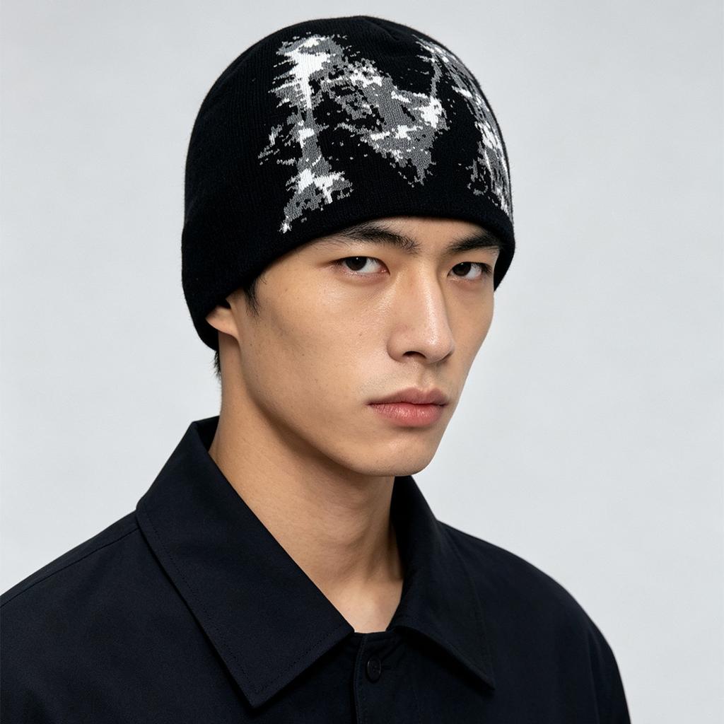 Autumn and Winter European and American Style Jacquard M Letter Knitted Hat Men and Women Warm Retro Street Ins Hip Hop Pullover Hat