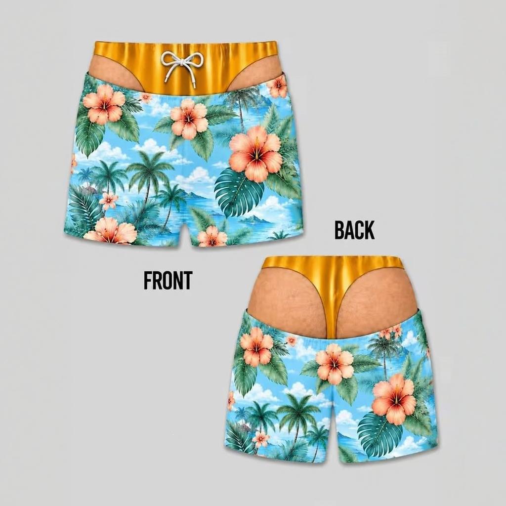 Herren Strandshorts Hawaiianische Badeshorts für den Sommer
