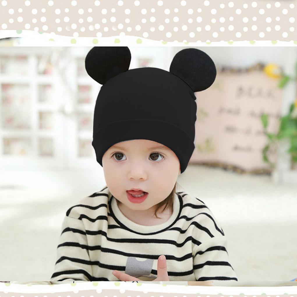 Baby Cap Cotton Unisex Baby Hat Elastic Black Ear Newborn Cap Head Scarf for Spring Autumn