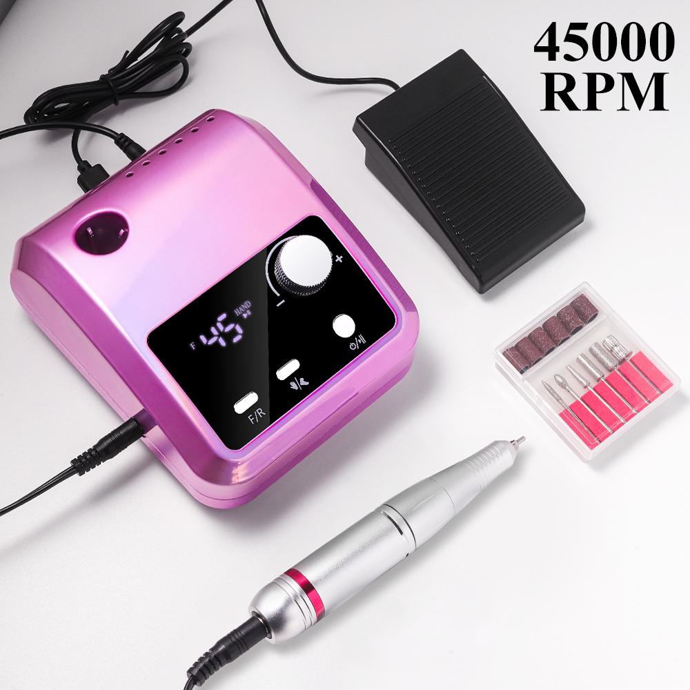 45000 RPM Professional Electric Nail Art Drill Electric File HD Display Metal Nail Art Pen Professional Nail Art Lathe Grinder