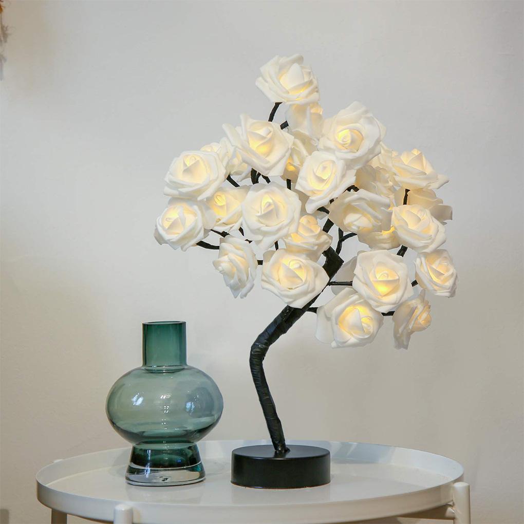 LED Rose Tree Nightlight Battery Operated Touch Control Table Light Holiday Birthday Nightstand Bedside Lamp Party Decor
