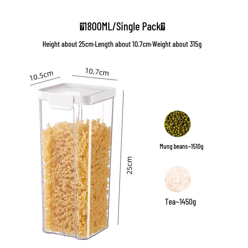 Transparent Airtight Food Storage Jar for Grains & Cereals - Sealed Fresh-Keeping Container with Lid