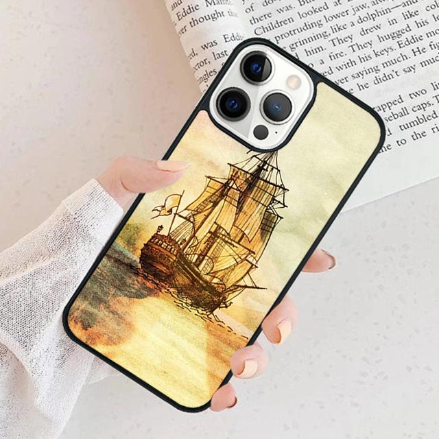 Sailing Pirate Ship Phone Case For iPhone 17 Air 15 16 Cover  11 13 14 Pro Max 12 Plus Max Fundas