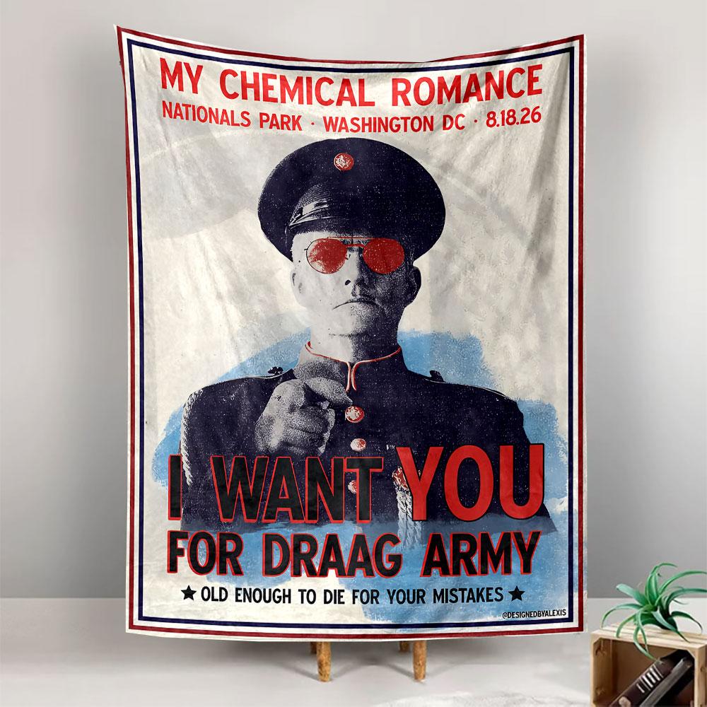 My Chemical Romance Tapestry Wall Hanging, Draag Army Concert Poster Art, Rock Wall Decor for Bedroom Living Room Dorm