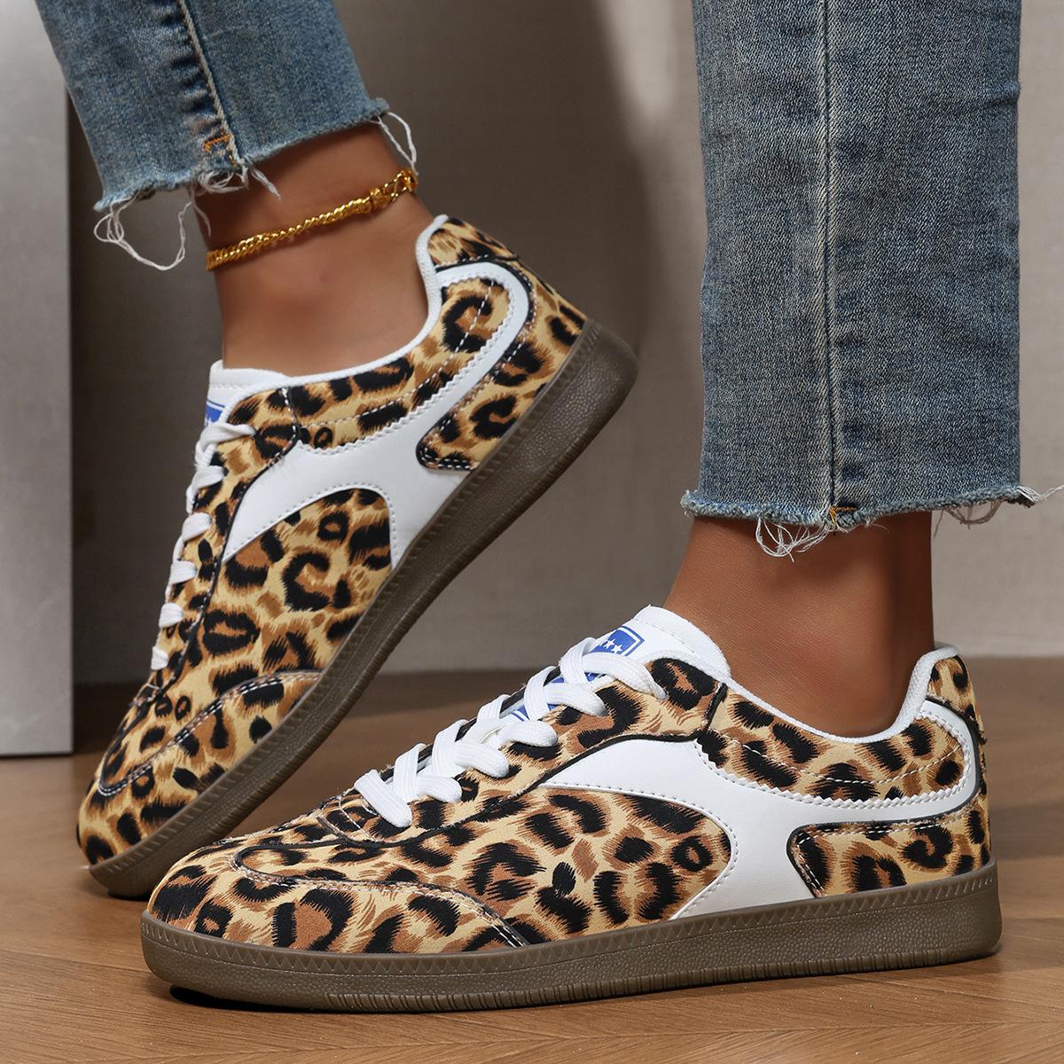 

New leopard print women s shoes color scheme casual flat baseplate shoes versatile flat bottom fashion sports women s shoes 38 леопард друку кольору