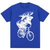 Funny Moose on Bicycle Graphic T Shirt Men Women Vintage Harajuku Creativity T-shirts Oversized Cotton Casual T-shirt