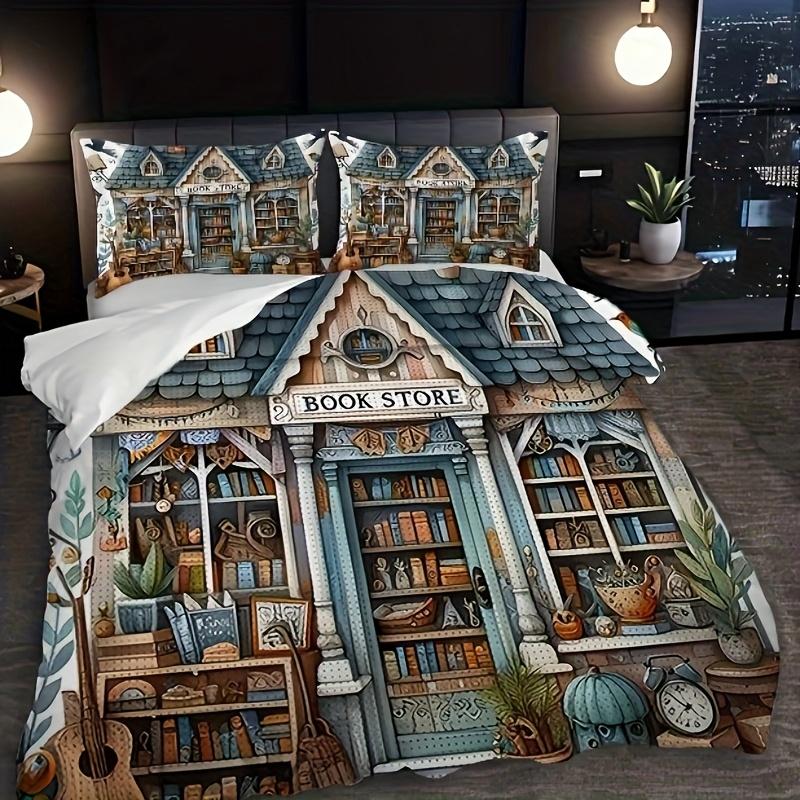 Comforter Book Store Style Bedding Set 3D Printed Single Twin Double Size Home Decor Birthday Gift For Kid