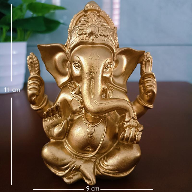 11CM Jade Colour Lord Ganesha Buddha Statue India Elephant God Ganesh Sculpture Buddha Statues Feng Shui Home Garden Decoration