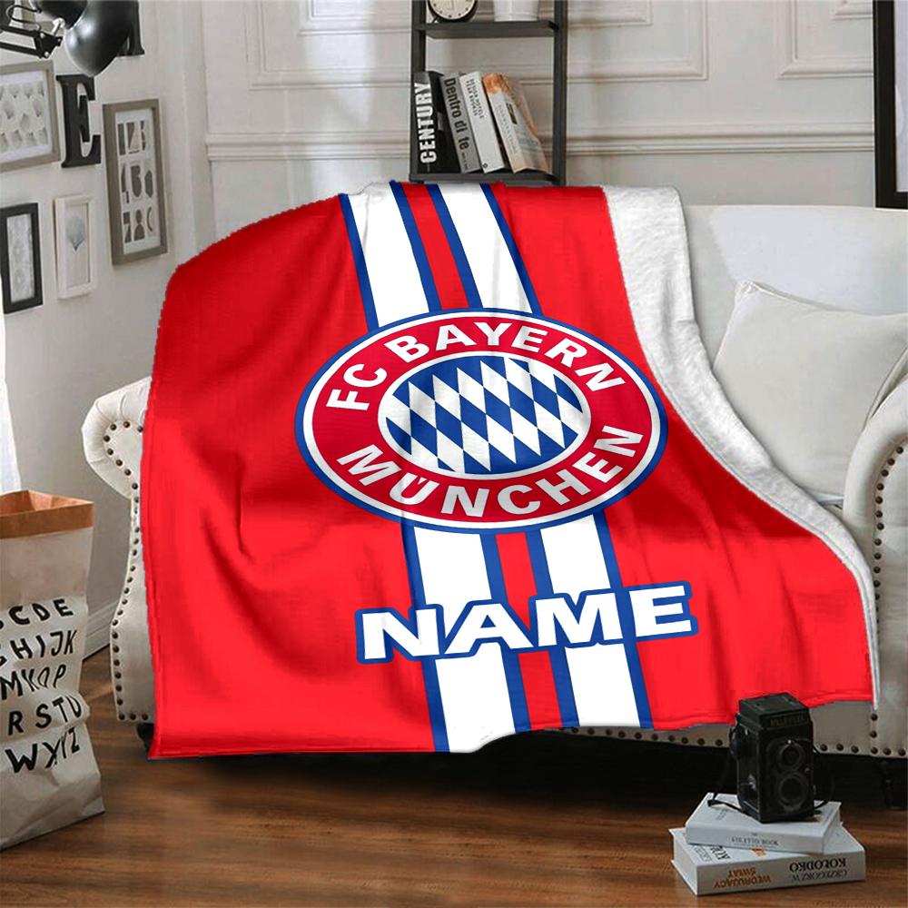 Couverture imprimée Thème FC Bayern München avec Nom Personnalisable - Parfaite pour le Canapé, le Lit, les Voyages et l'Extérieur | Lavable en Machine, Confortable & Durable.