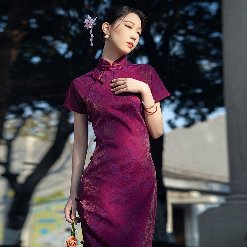 Red National Style, Ancient Law, Full Placket, New Chinese Long Style, Improved Cheongsam 1011 New Female High-end Mother Summer