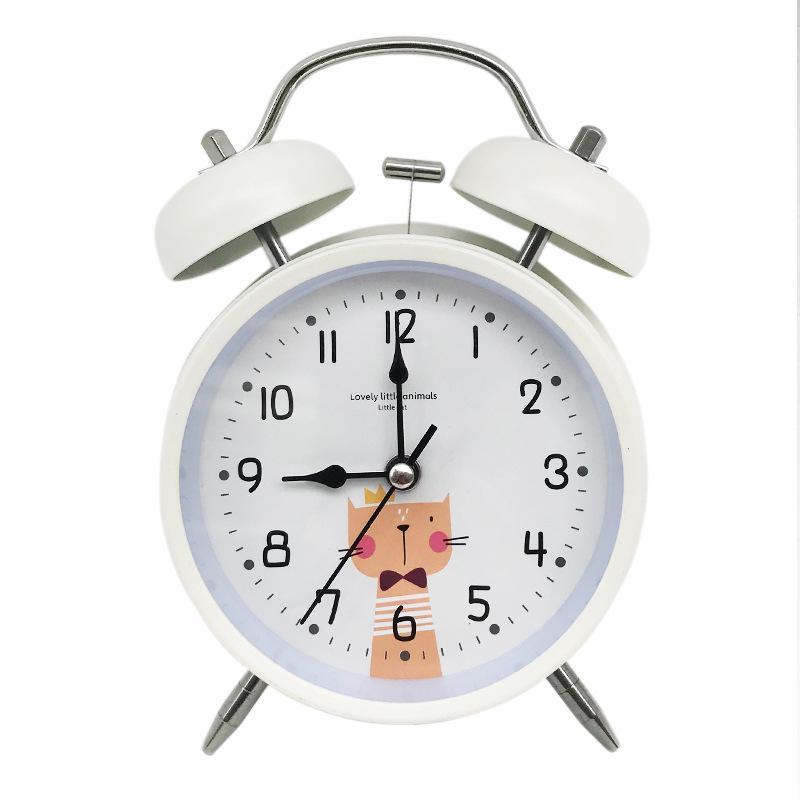 4" Silent Metal Alarm Clock with Light & Customizable Logo for Kids/Students