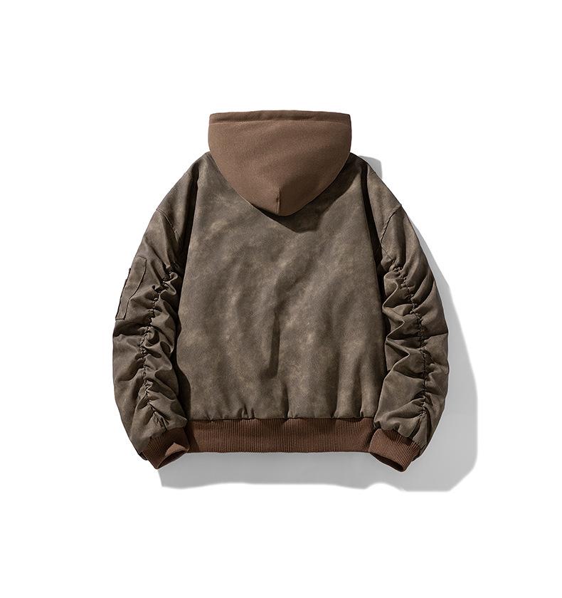Versatile Men's Retro Two-Piece Look Hooded Jacket - Trendy Casual Autumn Winter Fashion Outerwear