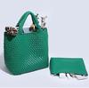 Women's Large Fashionable Woven Tote Bag - Versatile Double-Wrist Mother-Child Shopper