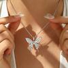 Stainless Steel Sweet Pendant Necklace Women Fairy 3D Butterfly Clavicle Necklace Exquisite Anti-Allergy Party Jewelry Accessory