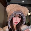 Fluffy Lei Feng Hat Ear Protection Winter Warm Hat Fashion Bear Ear Plush Hat  Girls