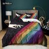 Couple Rainbow Duvet Cover Set Microfiber Hold Hands and Compare Hearts Rainbow Pattern Twin Quilt Cover Twin for Couple Lover