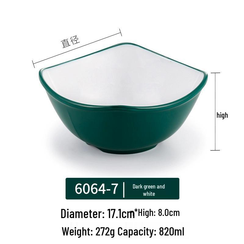 Melamine Imitation Porcelain Square Bowl – Plastic Soup, Dessert, BBQ, Bibimbap, Small Dish for Fast Food.