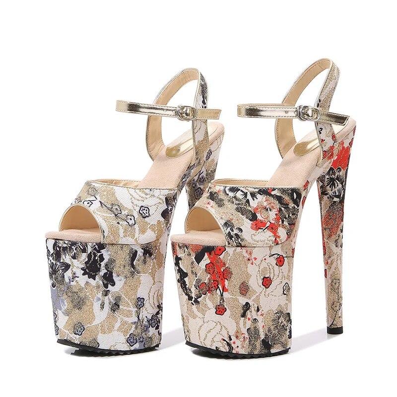 

Женские туфли на шпильке с открытым носком и принтом, сексуальная сценическая модель, подиум, каблук 20 см, платформа 10 см WZ