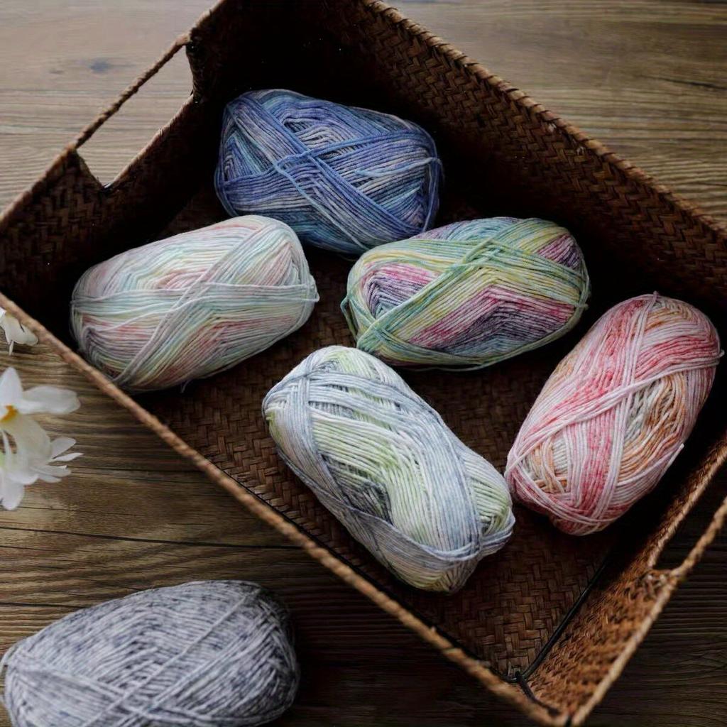 6pcs 240g/8.4oz Cotton Yarn Multicolor Gradient Yarn for Crochet & Knitting DIY Craft Yarn for CushionsTote Bags Home Decor Craft Materials