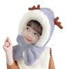 Winter Children's Hats Boys and Girls Scarves Integrated Plush Hats Cute Baby Antlers Fleece Ear Hats Tide