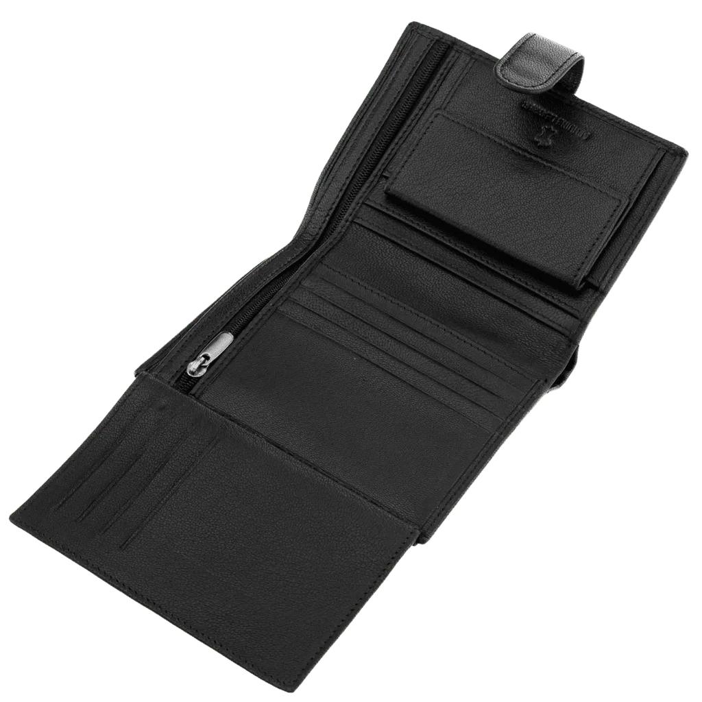 Wings Men' Genuine Leather Zipper Wallet Black