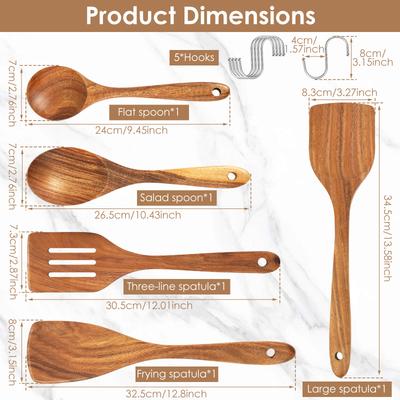 4/5/7Pcs Wooden Spatula Wooden Utensil Set Nonstick Cooking Utensil Set High Temperature Resistant Soup Spoon for Kitchen Gadget