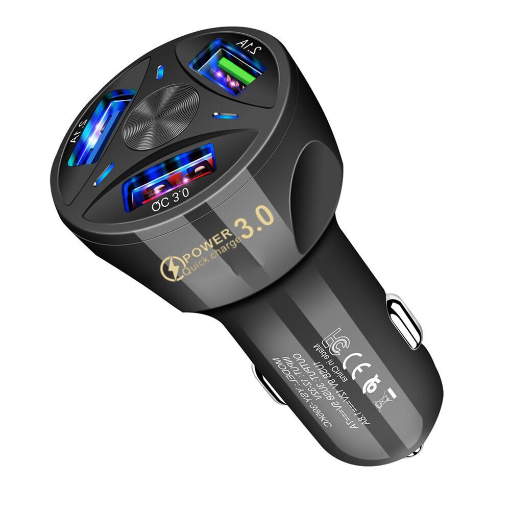 3a Qc3.0 4usb Car Lighter Charger 12-24v Car Quick Charger Adapter With Led Light For Iphone Car Phone Charger