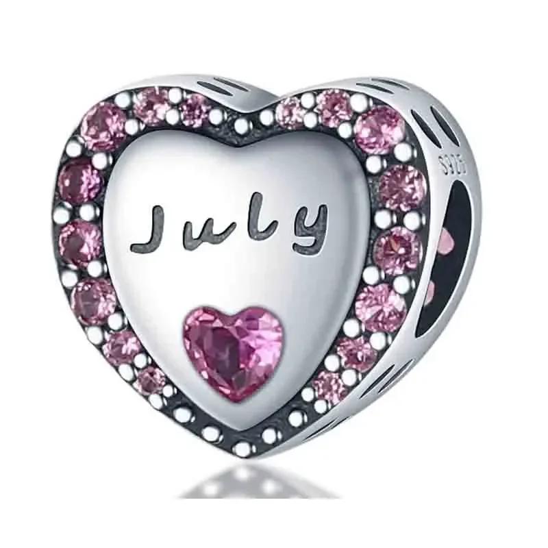 Authentic copper Blue Heart Zircon Twelve Zodiac Signs Months Flowers Charm Bead Charms Bead Charms Compatible With Bracelets Women Jewellery Diy Fine