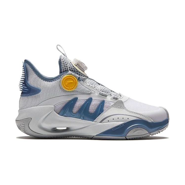 Anta Durable Breathable Mid-Top Kids Basketball Shoes Kids sneaker Gray White A312411107-1