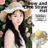 Floral Design Woman's Straw Hat Elegant Sun Protection Cap Lace Brim Sunshade Cap  Casual Wear