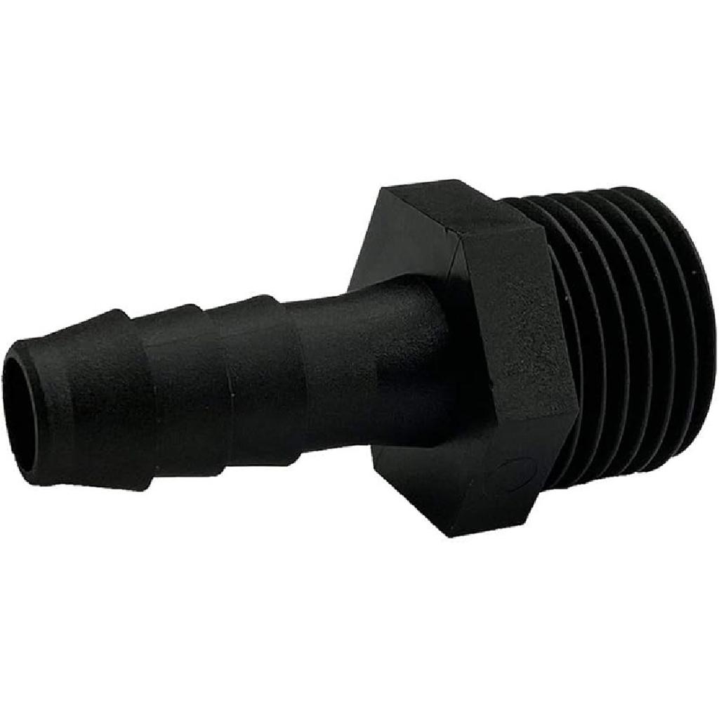 20 pcs 3/8" Barb x 1/4" NPT Male Connector, Plastic Hose Barb Fitting, Adapter, Industrial Hose Barb to Pipe Fittings Connect
