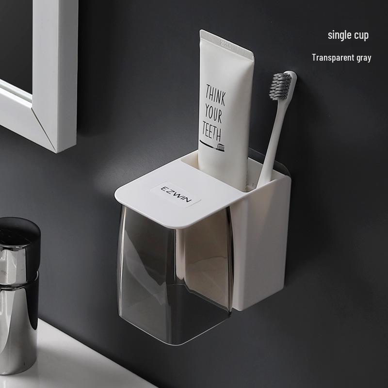 Magnetic Wall-Mounted Toothbrush and Mouthwash Cup Holder Set