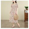 DIMANAF New 2026 Summer Beach Women Plus Size Lady Long Dress Loose Oversize Cotton Vintage Floral Print