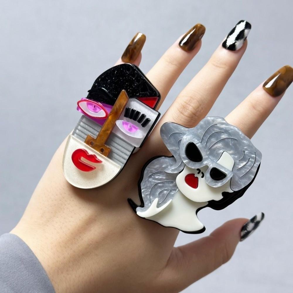 Finger Circle Acrylic Abstract Ring Waterproof Modern Lady Finger Circle  Festival Gifts